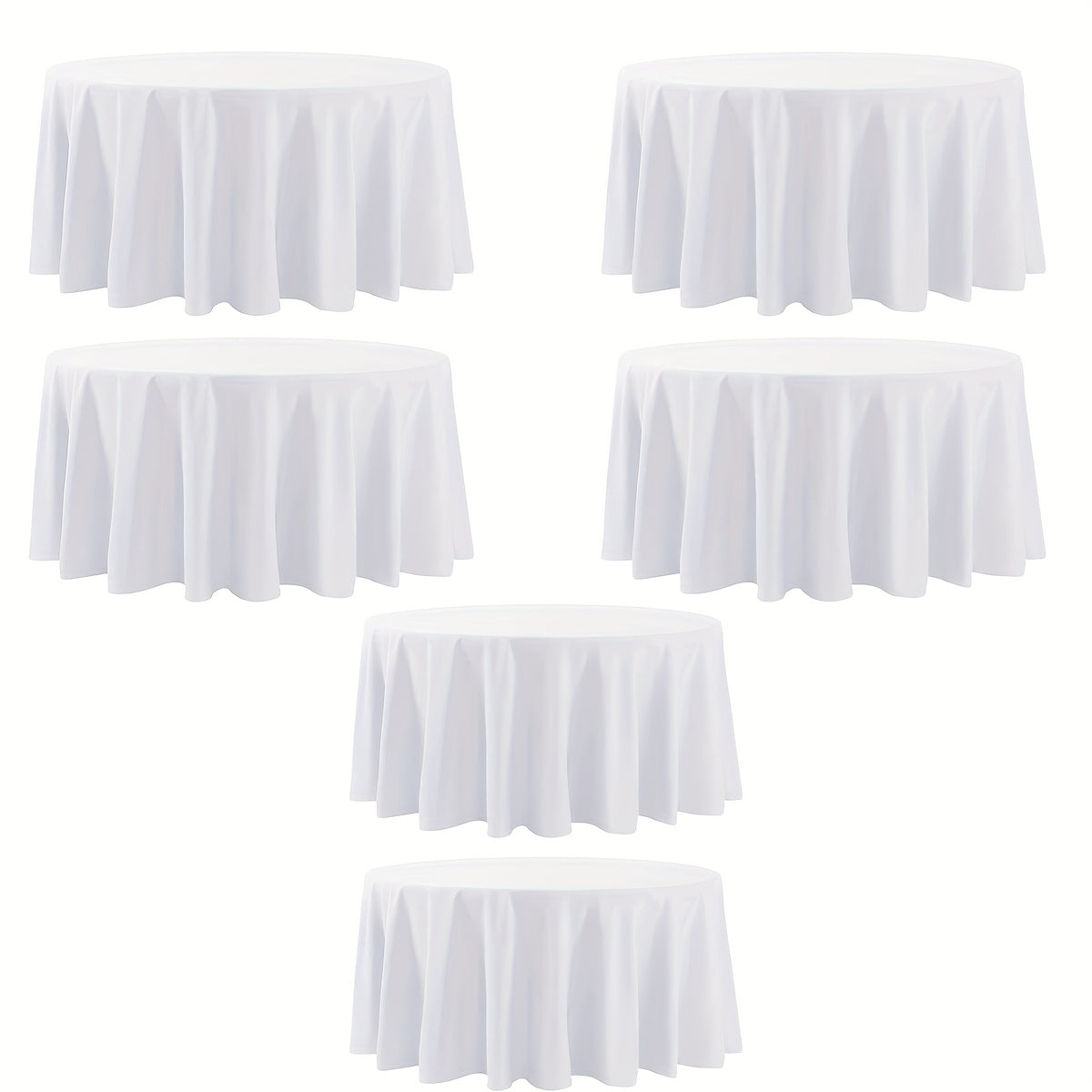 120-Inch Round Tablecloth Multipacks in Black or White with Six-, Twelve- or Eighteen-Piece Options