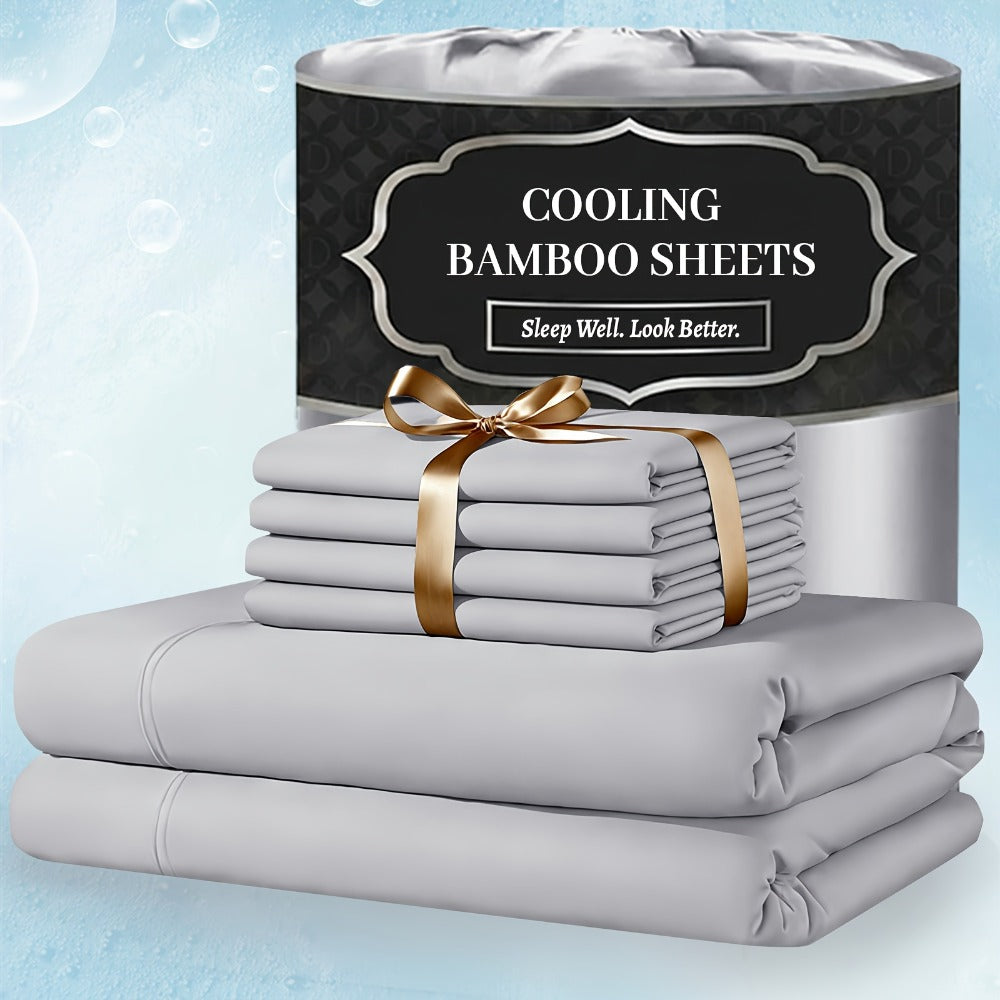Bed Sheet Set 4-Piece Bamboo-Derived Fabric with Source-Listed Extra-Deep Pocket and Eighteen Colors