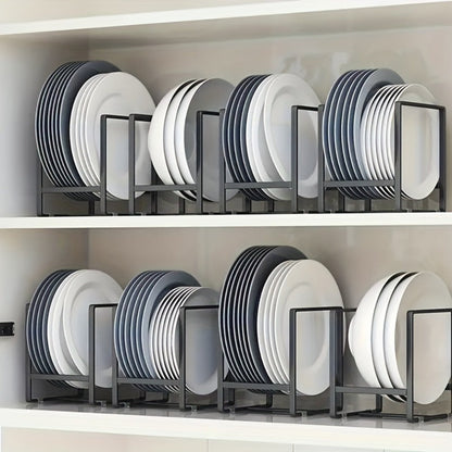 Dish Rack Set Kitchen Organizer 4-Piece Stainless Steel Plate and Bowl Holders in Black Finish