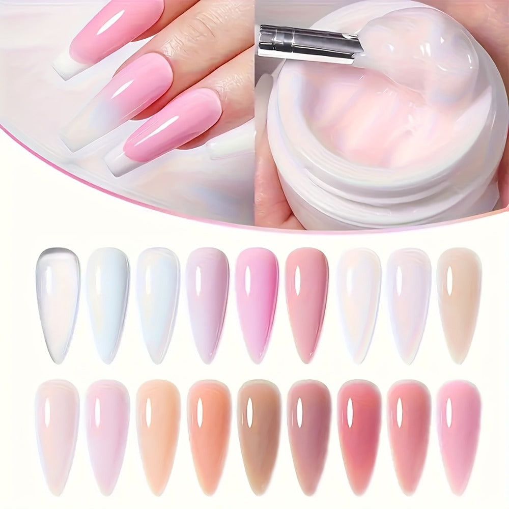 Six-Color Builder Gel Set, 15ml Each in Clear, White, Milky Jelly, Light Pink, Pink and Nude for Nail Extensions