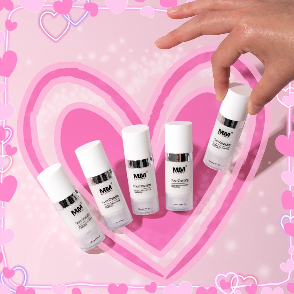 Color Changing BB Cream Foundation Set 3pcs Matte Oil Control extended-wear Smudge Proof Concealer Base Skin Tone Adaptive Face Makeup for