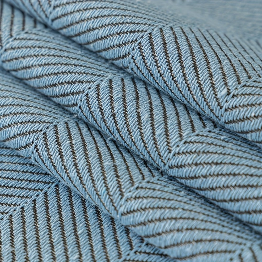 Sofa Cover 71-Inch Herringbone Jacquard Woven Throw with Tassel Fringe in Grey, Coffee, Green or Blue