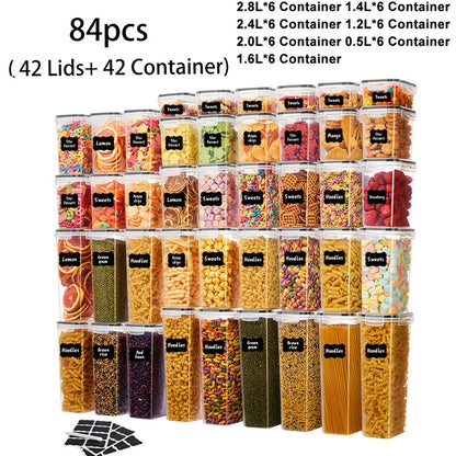 Pantry Jar Food Storage Organizer with Flip-Top Lids, Dishwasher-Safe Plastic and Six Set Sizes