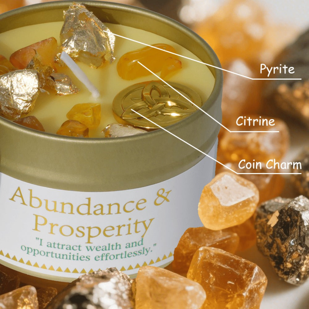 Crystal-Style Tin Candle with Eleven Intention Labels and One- or Two-Piece Checkout Options