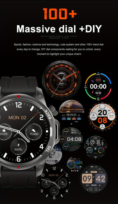 GPS NFC Smartwatch for Men – AI Voice Calling, 360×360 HD Screen, Built-in Compass, Motion Trajectory, Heart Rate Sleep Fitness Tracker – Outdoor Sports Watch Black Silver Steel