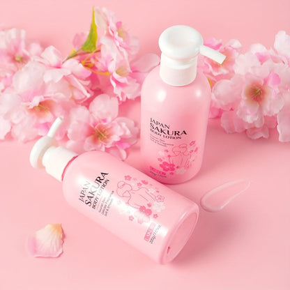 LAIKOU Sakura Body Lotion, 200g Pump Bottle with Vitamin C, Shea Butter and Rice Ferment Labels