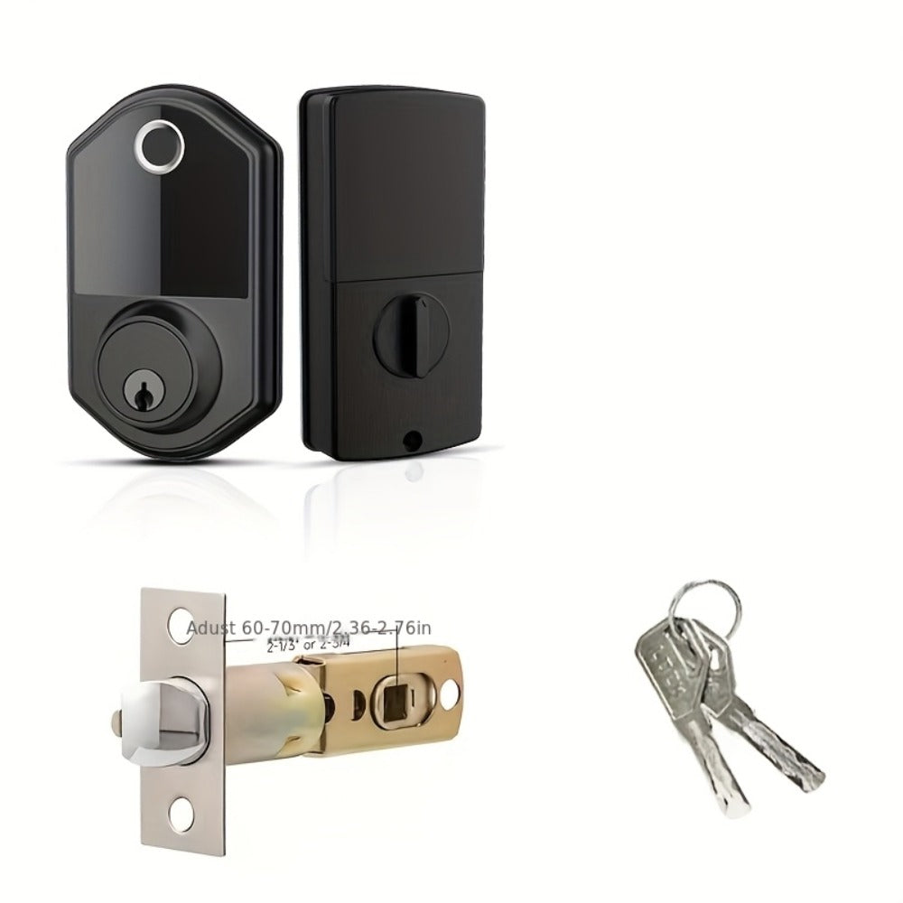 Anti-Peep Keypad Door Lock with Fingerprint & Auto-Lock - Biometric Smart Lock, IC Card Option, Keyless Entry for Home, Bedroom, Office & Apartment, Easy DIY Install, Black & Silver