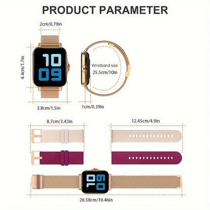 Women's Smartwatch with Voice Assistant, Message Alerts, Sport Modes and Dual Silicone Straps