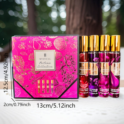 Perfume Gift Set with Four 20ml Floral or Fruity Travel Sprays in Pink or Botanical Gift Boxes