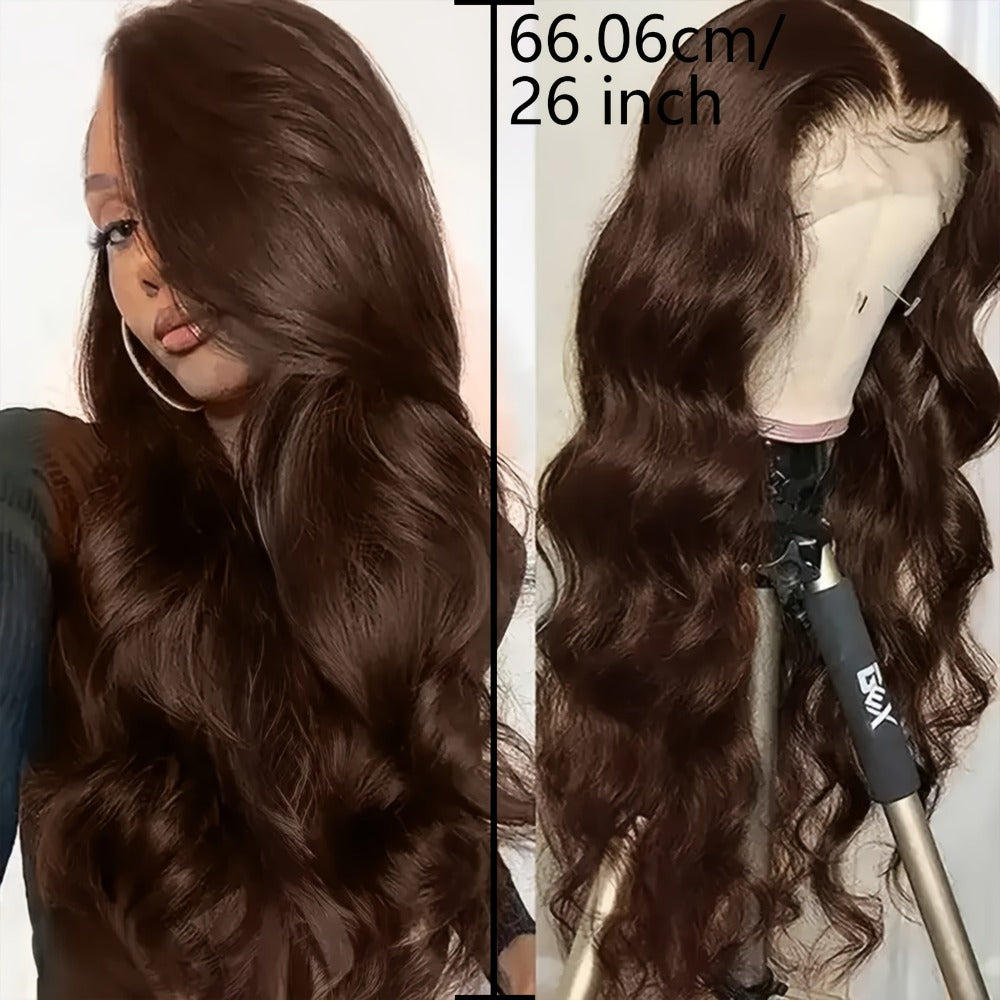 Body Wave Lace Front Wig Synthetic Glueless Heavy Density 26-34 Inch | Dark Brown Red Orange-Red Black Long Wavy Women Daily Wear Party Cosplay