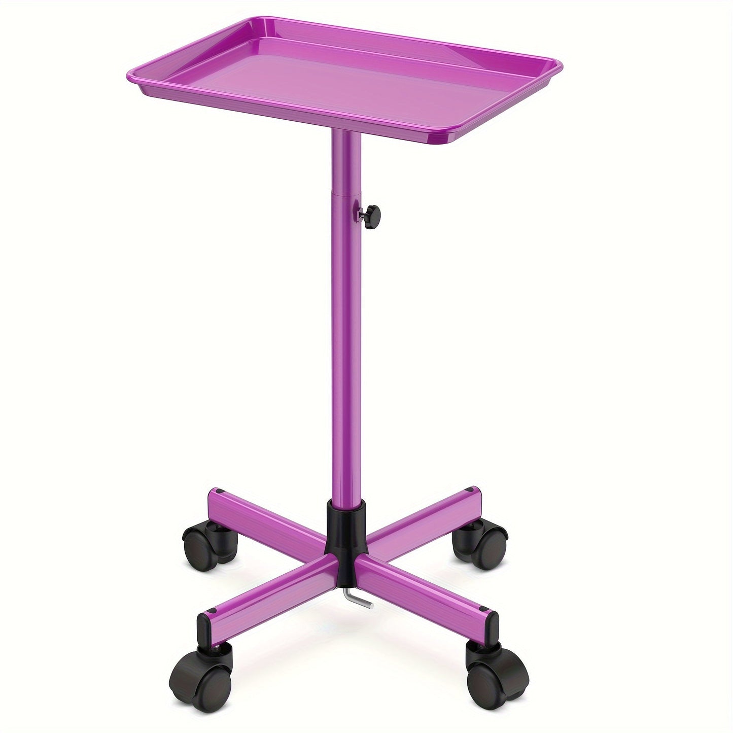 6-Color Premium Aluminum Salon Rolling Tray on Wheels — Adjustable Height Hairdresser Cart, Tattoo Tray, Spa Service Trolley for Nail Tech, Barber & Beauty Studio