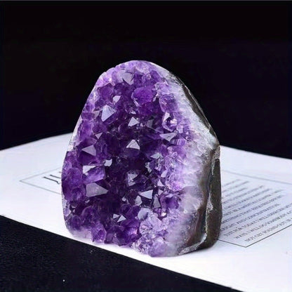 Purple Crystal Geode-Style Decor Cluster with Three Weight-Range Options and Polished Display Edges