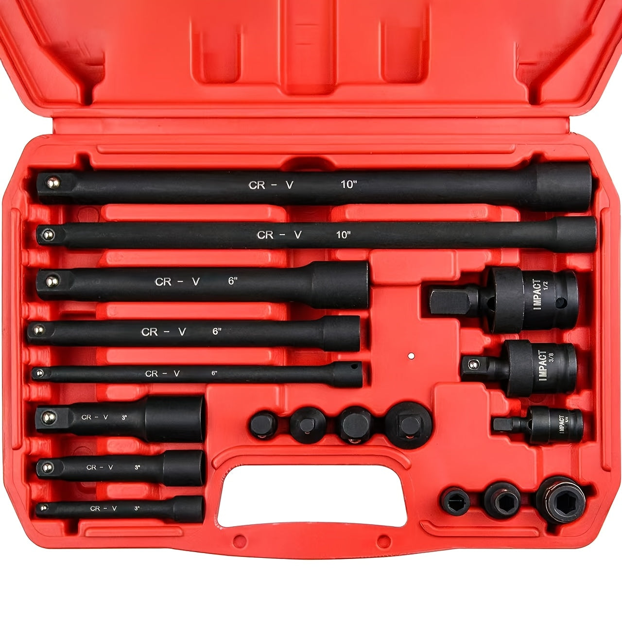Socket Drive Accessory Kit 18-Piece – Socket Adapters, Extension Bars, Universal Joints & Impact Couplers Chrome-Moly Steel Professional Tool Set