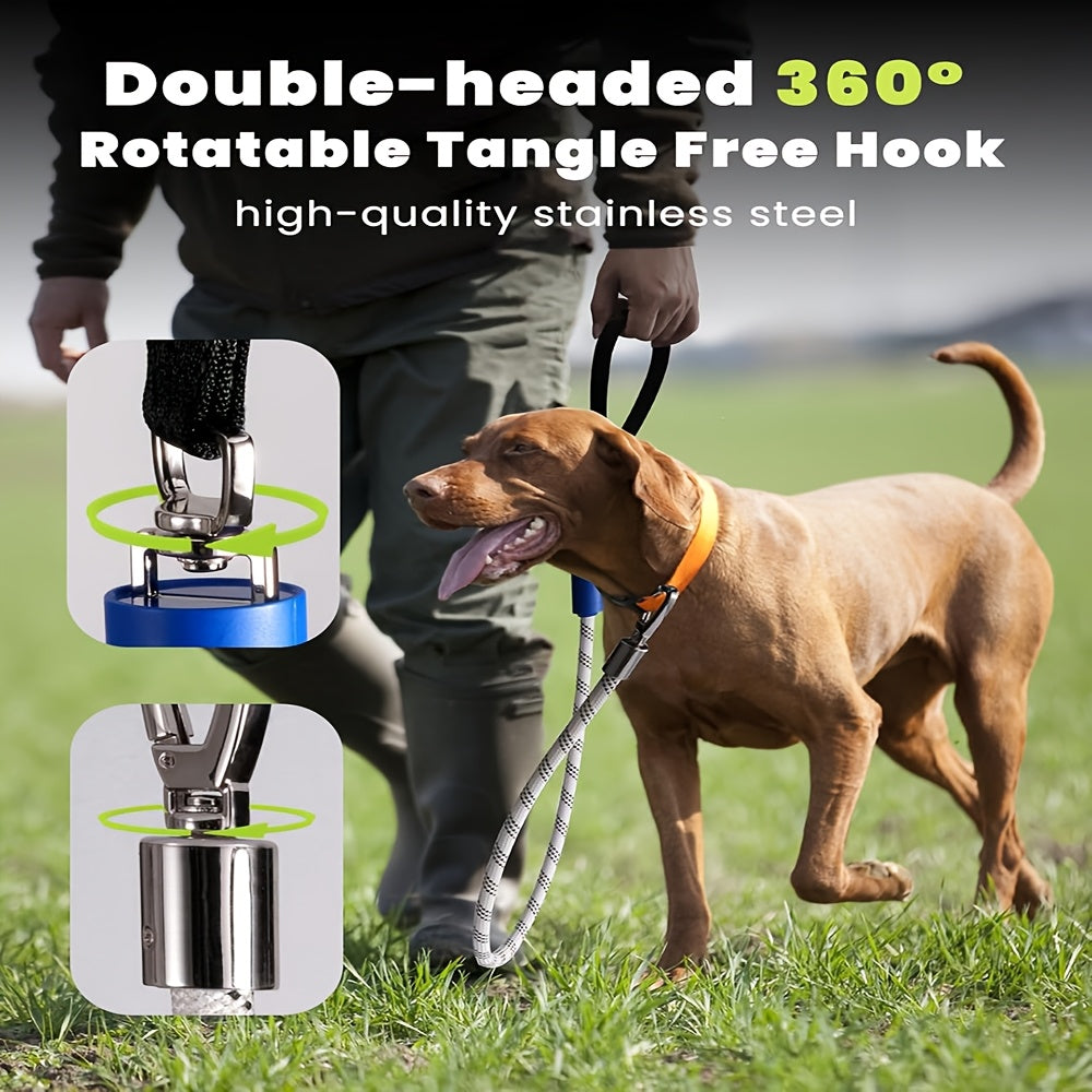 Four-Foot LED Dog Leash in White with Rechargeable Light Strip and Seven Pictured Lighting Modes