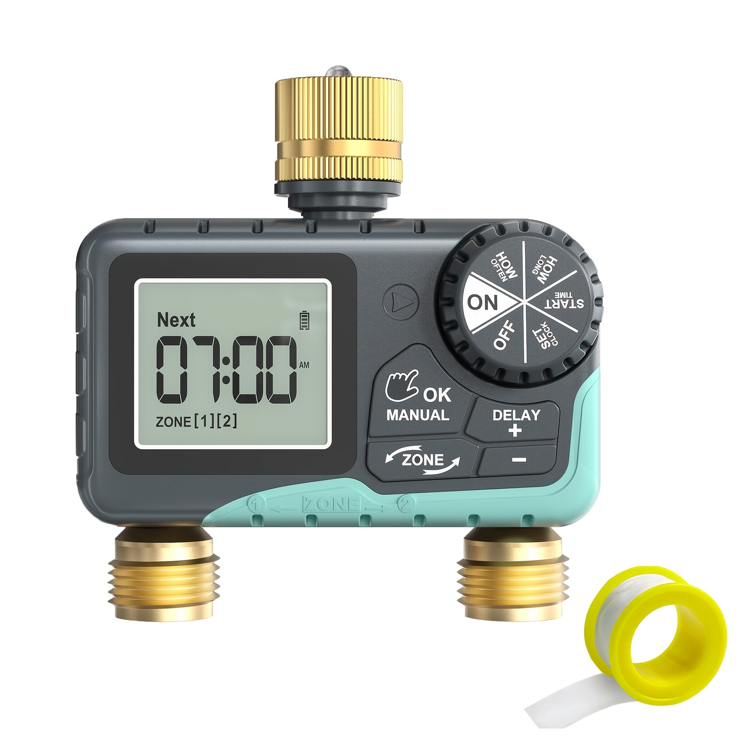 2-Zone Sprinkler Timer Programmable Faucet Irrigation Controller for Lawn & Yard