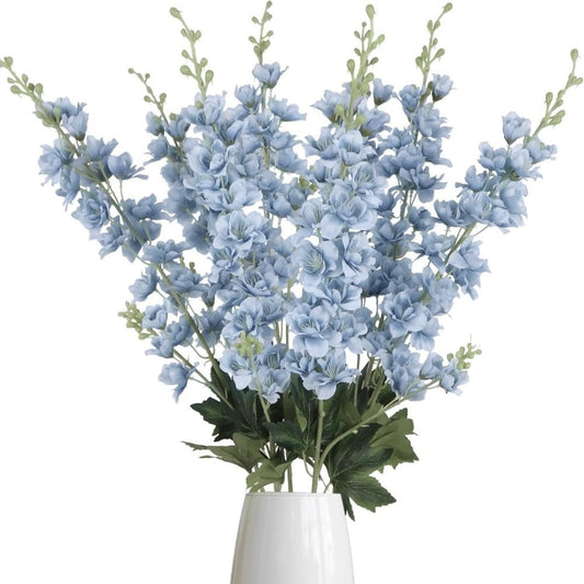 Artificial Flowers Eight-Piece Delphinium Larkspur Set with 33.5-Inch Silk Stems in 11 Colors