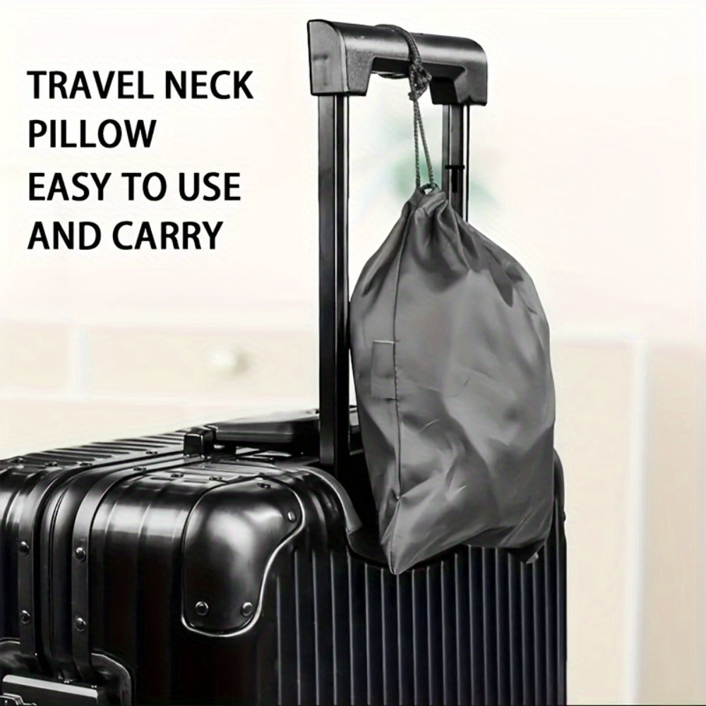 Grey Inflatable Forward-Leaning Travel Pillow with Face Opening, Arm Access, Carry Case and 37 × 32 × 26 cm Label