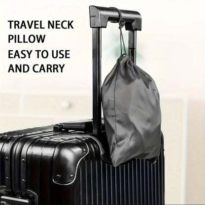 Grey Inflatable Forward-Leaning Travel Pillow with Face Opening, Arm Access, Carry Case and 37 × 32 × 26 cm Label