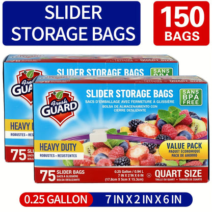 Storage Bags Fresh Guard Slider Freezer Bags in Quart, Gallon and 2.5-Gallon Sizes with 22- to 150-Count Options