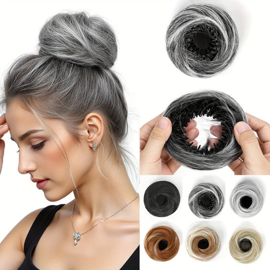 Hair Accessories Four-Inch Curly Bun Hair Piece in Six Synthetic Fiber Colors for Updo Styling