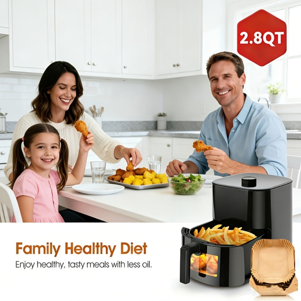 Air Fryer with LED Touchscreen, Viewing Window, Eight Preset Icons and 2.8Qt or 6Qt Black Capacity Options