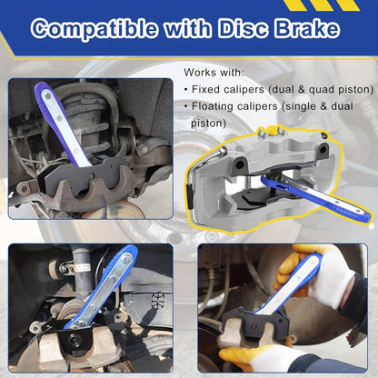 Brake Caliper Compression Tool Set – Quad Disc Piston Ratchet Press with 4 Spreader Plates, Car Brake Pad Retractor Compressor for Brake Pump Adjustment, Automotive DIY Repair