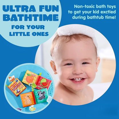 Baby Soft Cloth Books Set of 12 – Nontoxic Crinkle Fabric Bath & Sensory Books for Infants & Toddlers, Touch-and-Feel Early Learning First Books, Washable Baby Shower & Christmas Gift for Newborns