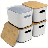 4Pcs Storage with Wood Lids