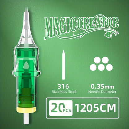 Disposable Tattoo Needles 20pcs Mixed Set RL RS M1 C-M — Multi-Gauge High Transparency Cartridge, Lasting Sharpness, Ample Ink Capacity, for Professional Artists & Beginners
