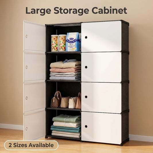 Storage Cabinet Modular Magnetic-Door Organizer with Three or Four Tiers and Two Capacity Options