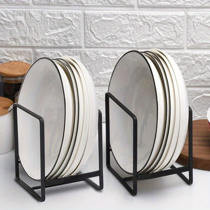 Dish Rack Set Kitchen Organizer 4-Piece Stainless Steel Plate and Bowl Holders in Black Finish