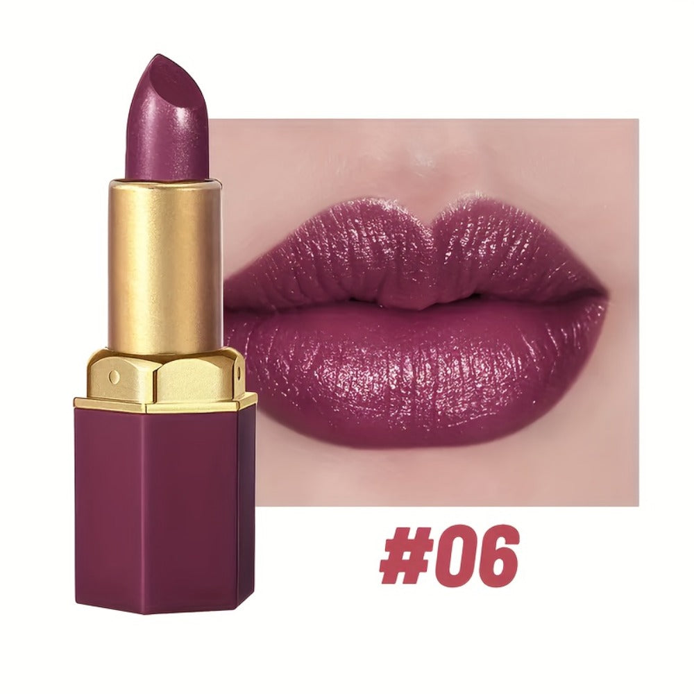 Lipstick Set, Vivid Veu 6-Piece Glossy Cream Bullet Collection with Pink, Rose, Berry and Mauve Colors
