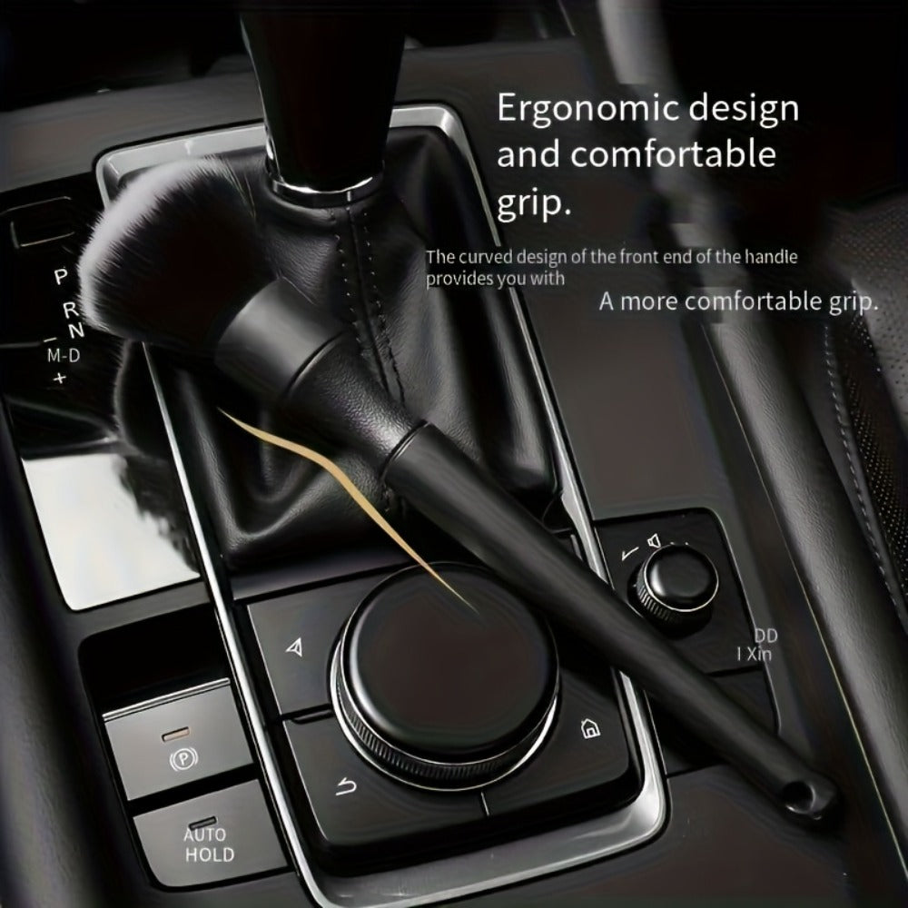 Car Interior Cleaning Brush Set – 5pcs Soft Bristle Detailing Brushes for Dashboard, Vents & Instrument Panel, Non-Shedding, Black