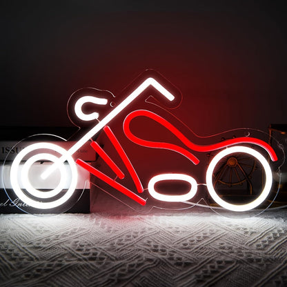 Motorcycle Neon Sign LED Wall Light USB Dimmable, Garage Decor Neon Light for Man Cave Car Room Repair Shop Workshop, Wall Mounted Logo Decoration Light 16.1" x 8.6"