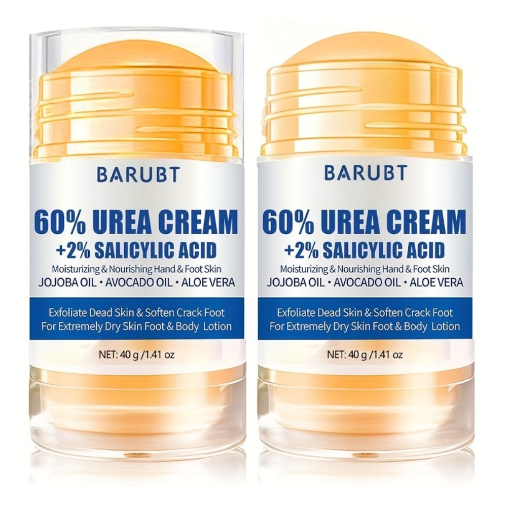 Two-Piece 40g Roll-On Foot Cream Set for Feet with 60% Urea and 2% Salicylic Acid Labeling
