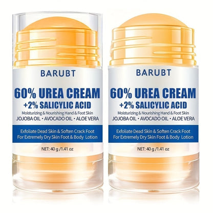 Two-Piece 40g Roll-On Foot Cream Set for Feet with 60% Urea and 2% Salicylic Acid Labeling