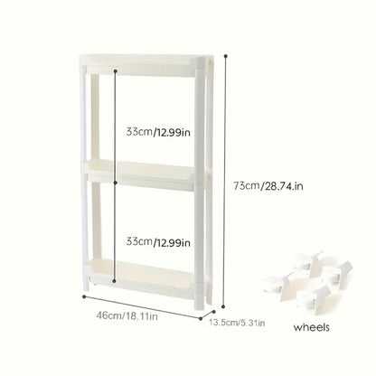 Behind Door Storage Rack, Multi-Layer Slim Organizer for Bathroom & Kitchen, Space Saving Over Door Shelf, Narrow Cabinet Rack with Fixed Hook, Plastic Stackable Storage
