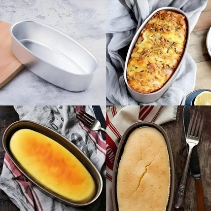Two-Piece Nonstick Oval Aluminum Bread Pan Set for Loaves, Cakes, Cheesecake and Oven Baking