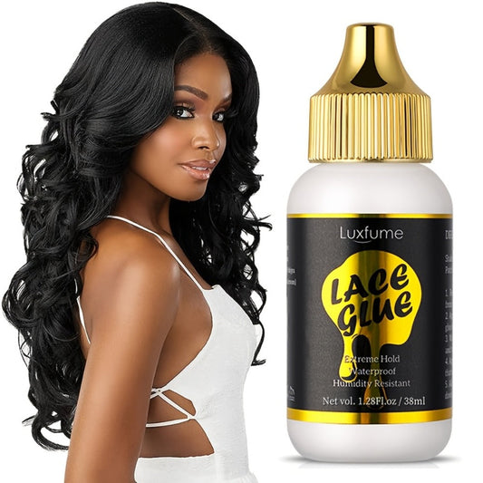 Waterproof Wig Glue Latex Free Strong Hold 1.28oz Lace Front Traceless Sweat Rain Resistant All Day Wear Sensitive Skin Safe Wig Adhesive for Women 1pc or 2 Pack Value Bundle