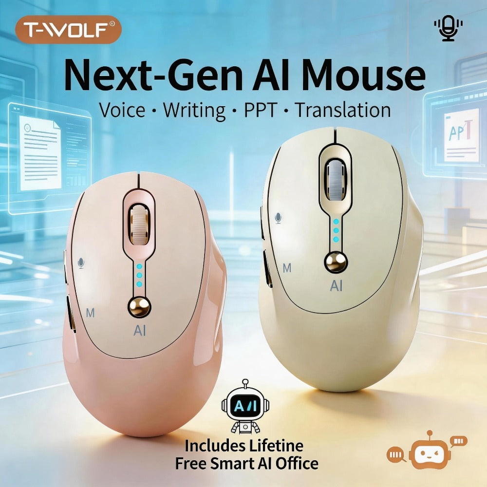 AI Wireless Mouse Voice to Text Real-Time Translation PPT Creation T-WOLF Silent Rechargeable for an Everyday Personal Care Routine