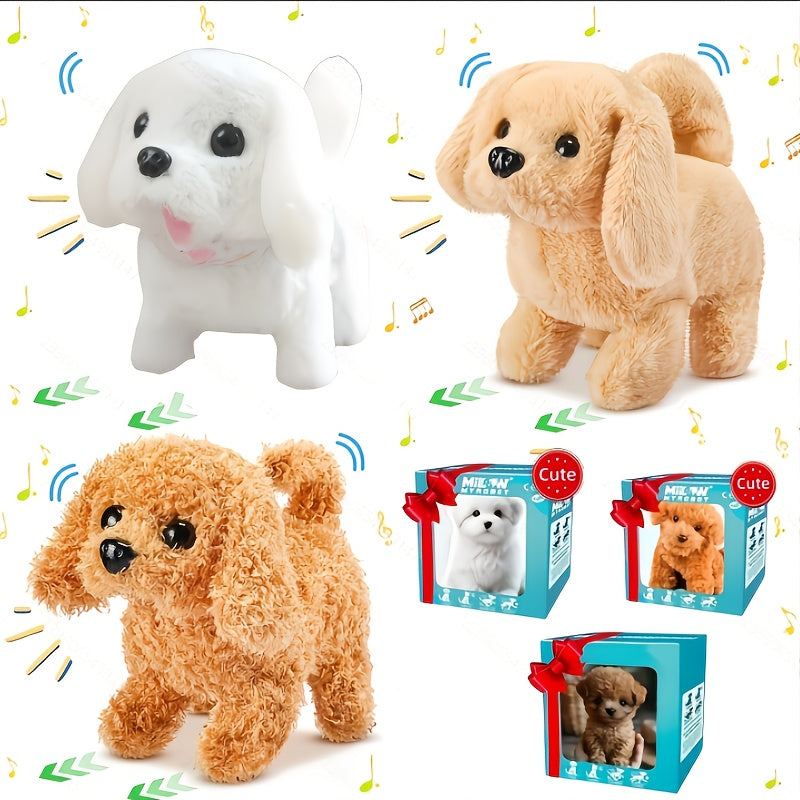Electric Robot Dog Toy That Walks, Barks & Wags Tail – Realistic Cute Pet Toy for Kids, Birthday & Holiday Gift for Boys & Girls, Brown / White / Teddy