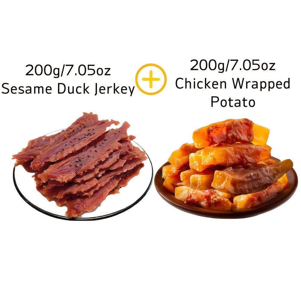Dog Treats Sesame or Cheese Duck Jerky with Chicken, Milk Jerky or Sandwich Stick Dual Packs