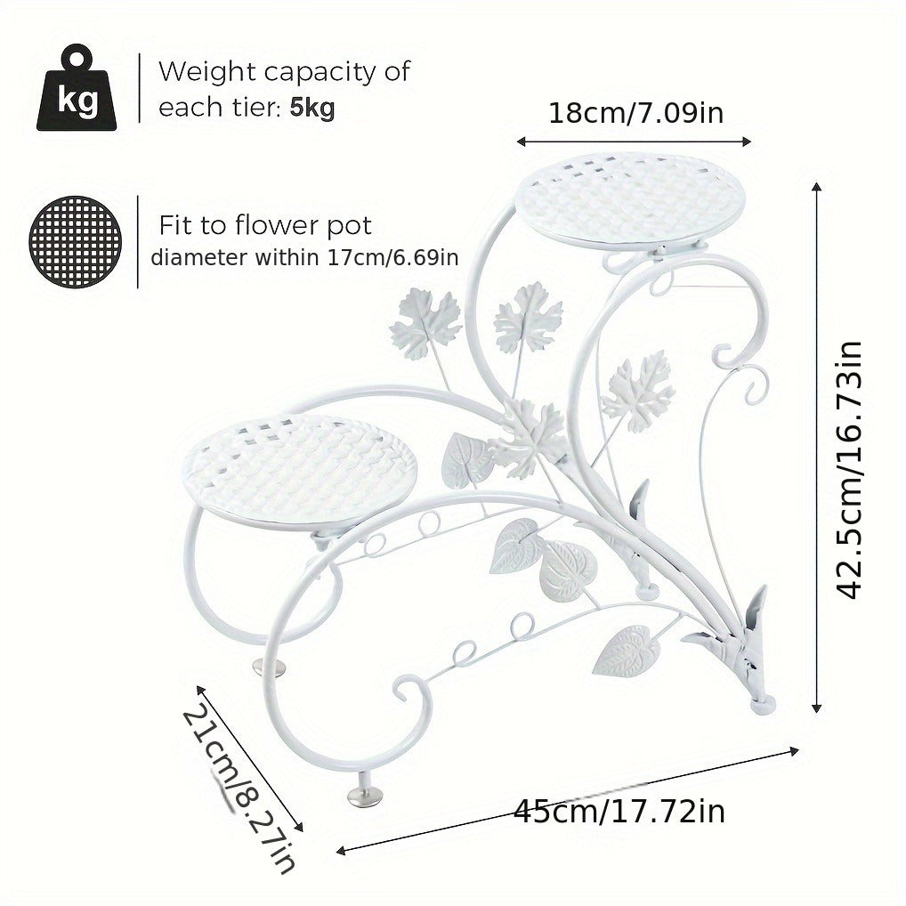 Two-Piece Half-Heart Metal Plant Stand Set with Four-Tier Pot Display for Garden, Patio or Home