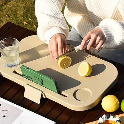 Picnic Basket Foldable with Detachable Table – Large Capacity Portable Camping Storage Basket with Handle, Multifunctional Outdoor Organizer Box for Hiking, Beach & Backyard, Green & Khaki