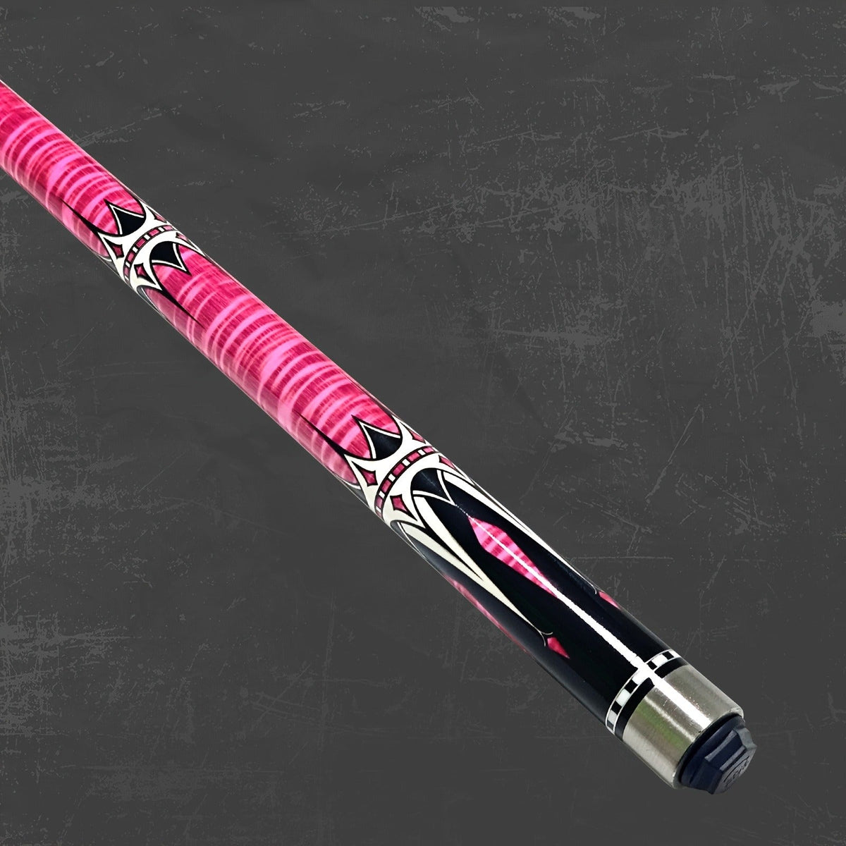 Two-Piece Carbon Fiber Pool Cue with Metal Joint, Wrap Section and Pink or Blue Graphic Designs