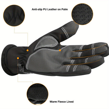 Two-Pair Full-Finger Winter Gloves in Black or Gray with Complete S, M, L, XL and XXL Size Grid