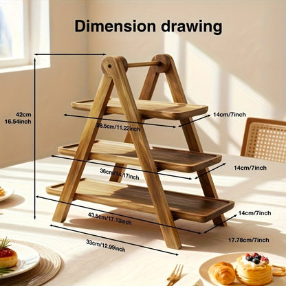 Cake Stand 3 Tier Wooden Serving Tray Farmhouse Dessert Display Cupcake Tower Bread Basket Collapsible Tiered Platter for Wedding Party Charcuterie