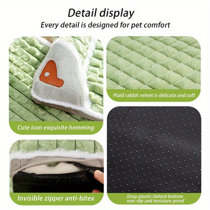 Thickened Dog Bed & Cat Bed Mat with Pillow – Anti-Slip, Machine Washable, Detachable Crate Mat for All Dogs & Cats, L & XL