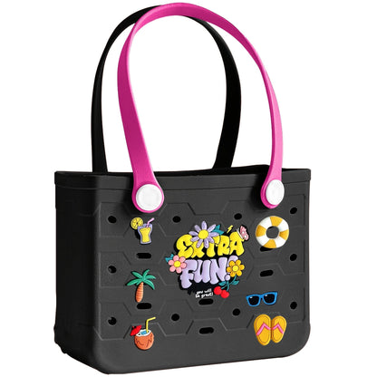 EVA Beach Bag for Women with Drainage Holes Waterproof Tote Bag Summer Outdoor Camping Shopping Travel Bag with Cute Decorations Multiple Colors S M L