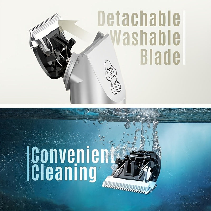 Pet Hair Clipper, USB-Rechargeable Cordless Trimmer with Adjustable Comb and Four Package Options